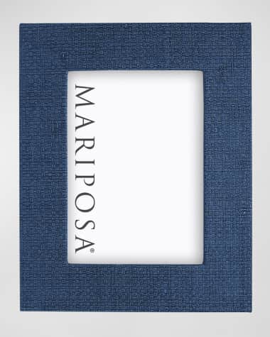 Mariposa Indigo Blue Faux-Grasscloth Photo Frame, 5" x 7"