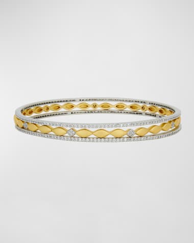 Freida Rothman Petals and Pave 3-Stack Bangle Bracelet Set