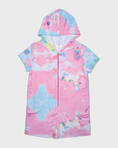 Iscream Girl's Swirl Tie-Dye Hooded Romper, Size XS-L