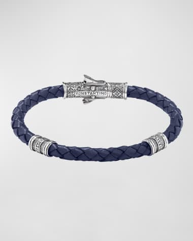 Sterling Silver Anchor Flex Leather Bracelet, Navy Cuff Bracelet