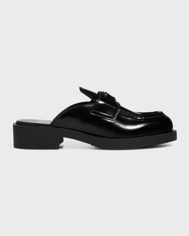 Prada Leather Logo Loafer Mules