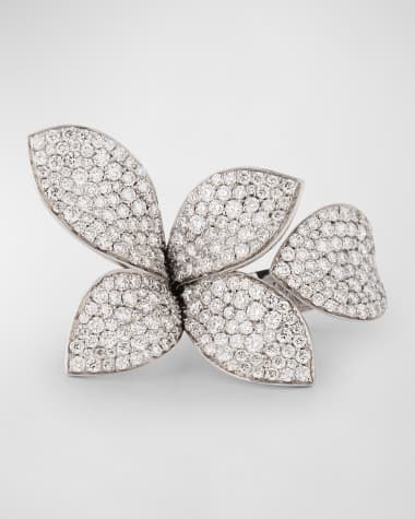 Pasquale Bruni Giardini Secreti 18K White Gold Diamond Petal Ring, Size 7