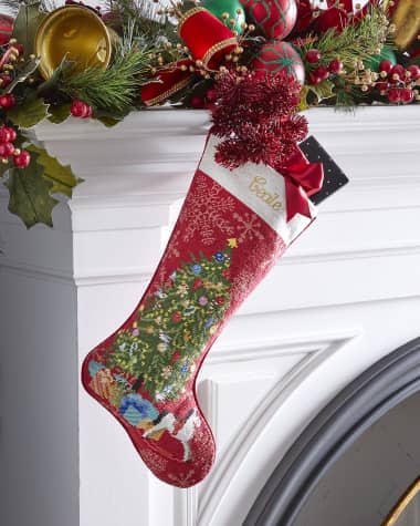 Sferra Personalized Retro Tree Holiday Stocking