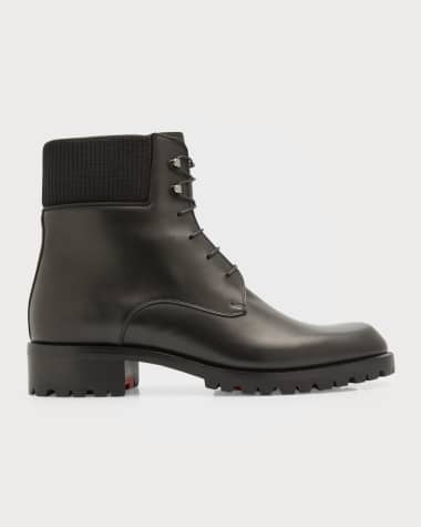 Christian Louboutin Men's Trapman Red Sole Leather Combat Boots