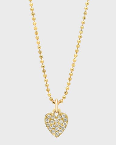 Jennifer Meyer 18k Gold Diamond Heart Pendant Necklace on 14k Chain