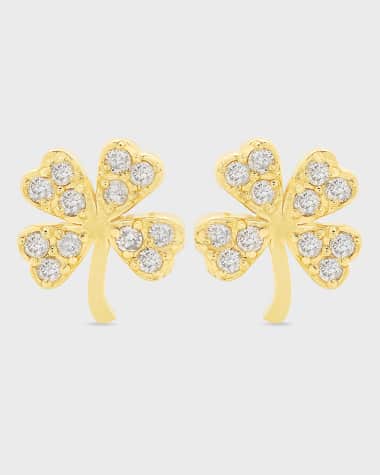 Jennifer Meyer Mini Diamond Four-Leaf Clover Stud Earrings