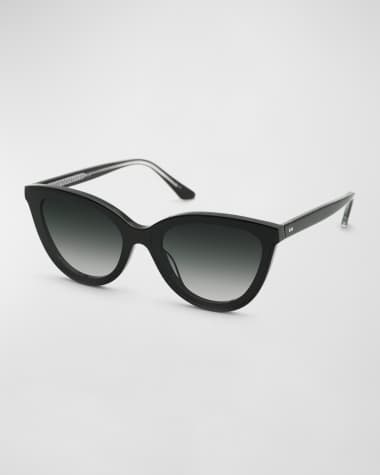 KREWE Monroe Nylon Acetate/Metal Cat-Eye Sunglasses, Black