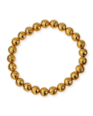 NEST Jewelry Hammered Gold Beaded Stretch Bracelet