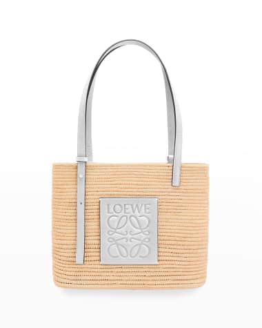 LOEWE Loewe x Paula’s Ibiza Pochette logo-patch raffia and leather basket  bag