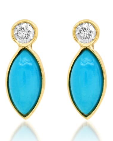 Jennifer Meyer 18k Gold Turquoise Diamond Drop Earrings