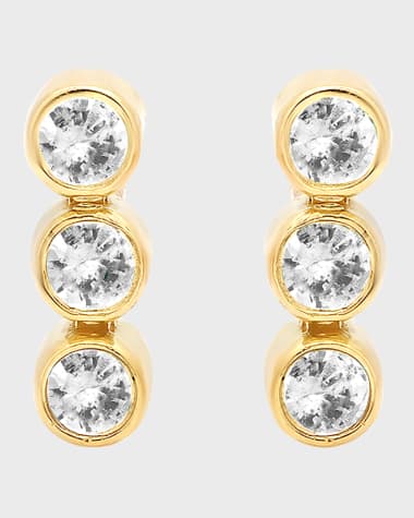 Jennifer Meyer 18k Gold Three Bezel-Set Drop Earrings