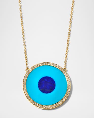 Jennifer Meyer Lapis and Turquoise Evil Eye Necklace with Diamonds
