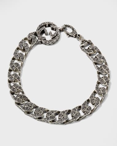 Gucci Men's Paisley Interlocking G Silver Bracelet