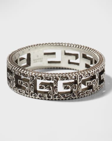 Gucci Men's G Cube 6mm Aged Silver Ring, Size 9-11