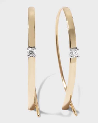 LANA Solo Mini Flat Upside Down Hoops with Diamonds