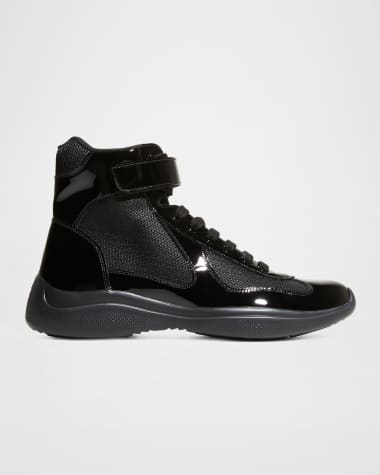 Prada Men's America's Cup Patent Leather High-Top Sneakers