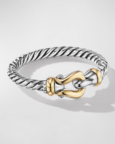David Yurman Cable Buckle Ring in Silver with 18K Gold, 2mm