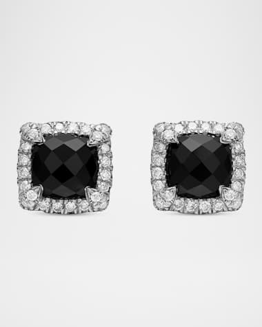 David Yurman 5mm Chatelaine Pavé Bezel Stud Earrings with Gemstone and Diamonds in Silver