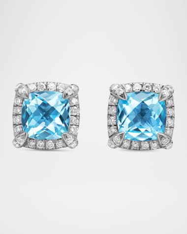 David Yurman 5mm Chatelaine Pavé Bezel Stud Earrings with Gemstone and Diamonds in Silver