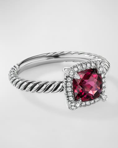 David Yurman 7mm Petite Chatelaine Pave Bezel Ring with Gemstone and Diamonds in Silver