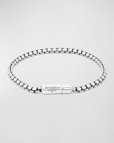 Tateossian Men's Sterling Silver Box Chain Bracelet, Size XS-XXL