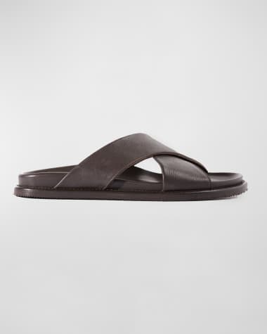 Paul Stuart Men's Punta Crisscross Leather Slide Sandals