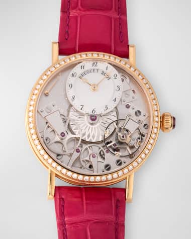 Breguet Tradition 18K Rose Gold Diamond Watch with Alligator Strap
