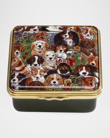 Halcyon Days Dogs Leave Paw Prints Enamel Box