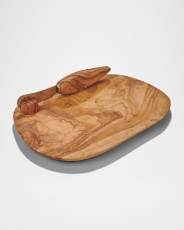 Berard Olive Wood Butter Dish and Knife