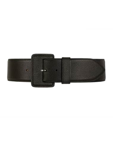 Vaincourt Paris La Merveilleuse Large Pebbled Leather Belt with Covered Buckle