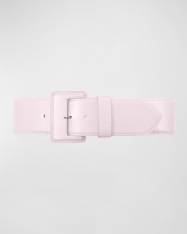 Vaincourt Paris La Merveilleuse Large Pebbled Leather Belt with Covered Buckle