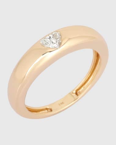 Kastel Jewelry Heart Diamond Ring in 14k Yellow Gold, Size 7