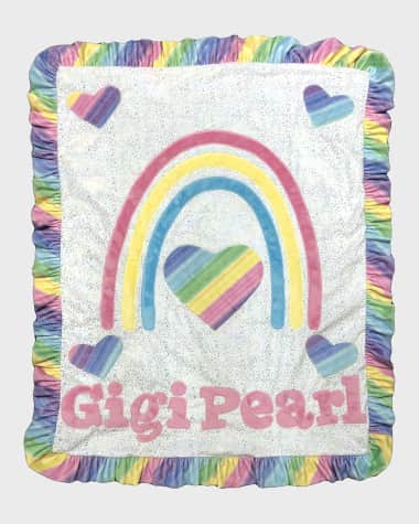 Boogie Baby Girl's Rainbow of Love Ruffle Blanket, Personalized