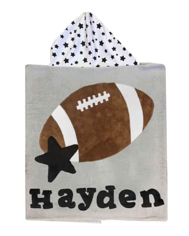 Boogie Baby Kid's Football Star-Print Hooded Towel, Personalized
