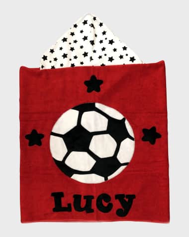 Boogie Baby Kid's Soccer Star-Print Hooded Towel, Personalized
