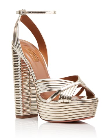 Aquazzura Sundance 140mm Metallic Platform Sandals, Gold