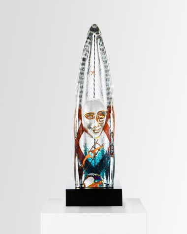Kosta Boda Bertil Vallien "Vertical Journey" Boat Sculpture