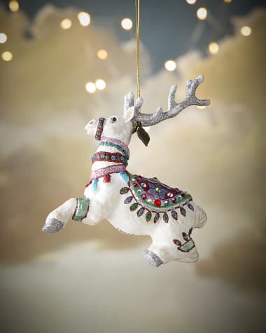 Jay Strongwater Cupid Reindeer Glass Ornament