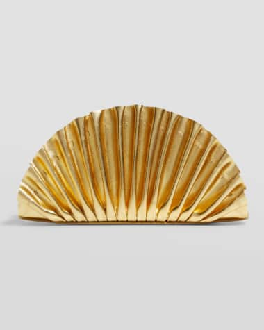 Cult Gaia Nala Mini Pleated Metallic Clutch Bag