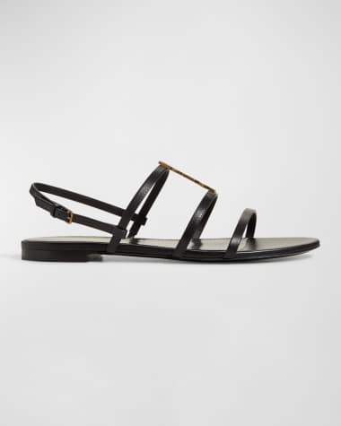 Saint Laurent Cassandra Calfskin YSL Slingback Sandals