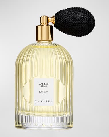 Shalini Parfum Vanille Reve Parfum in Byzantine Glass Flacon with Black Bulb Atomizer, 3.4 oz./ 100 mL