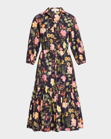 Cara Cara Hutton Puff-Sleeve Midi Shirtdress