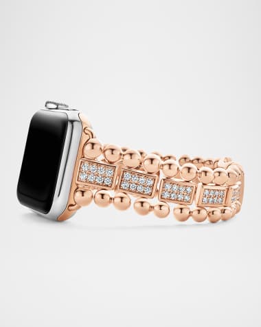 LAGOS Smart Caviar 18k Rose Gold Full Diamond Apple Watch Bracelet, 38-44mm