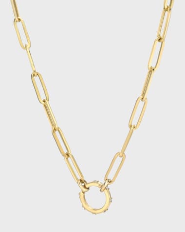 Zoe Lev Jewelry 14k Gold Large Paper Clip Chain with Diamond Ring