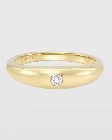 Zoe Lev Jewelry 14k Gold Diamond Dome Band, Size 7-8