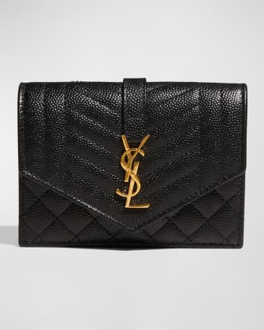 Saint Laurent Envelope Small YSL Flap Wallet in Grained Leather