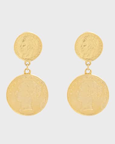 Ben-Amun Gold Dual Coin Clip-On Earrings