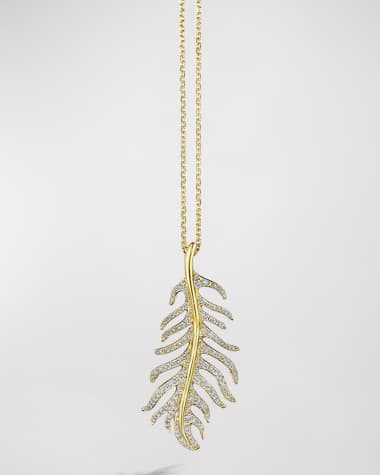 Mimi So 18K Yellow Gold Phoenix Wavy Necklace with Medium Pave Diamonds
