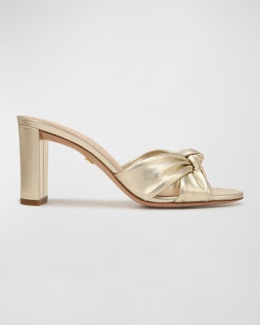 Veronica Beard Ganita Metallic Knot Slide Sandals