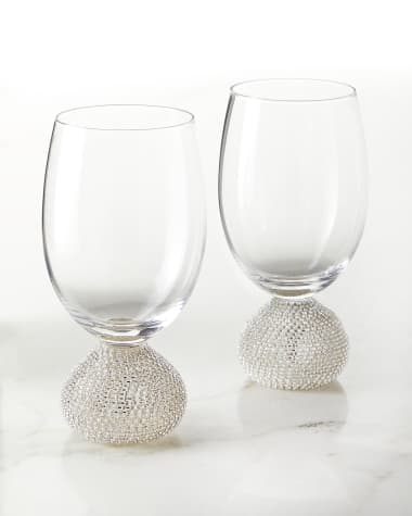 Neiman Marcus Silver Bling Wine Glasses, Set of 2
